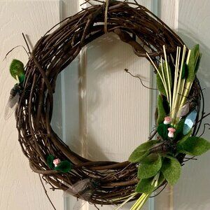 Summer Cicada Insect Grapevine Wreath Periodical Cicadas & Mushrooms Felt Leaves